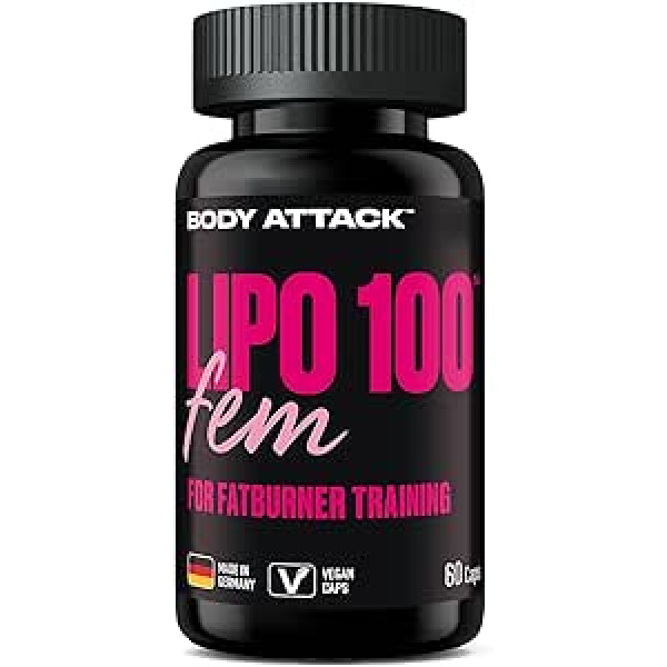Spaľovač tukov pre ženy Body Attack Lipo 100 FEM, 60 kapsúl  Spaľovač tukov pre ženy Body Attack Lipo 100 FEM, 60 kapsúl