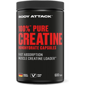 Body Attack 100% Pure Creatine, 600 kapsúl 