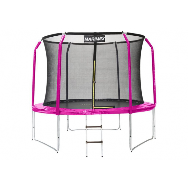 Trampolína pre deti Marimex 305 cm, sieťka a rebrík, ružová  Trampolína pre deti Marimex 305 cm, sieťka a rebrík, ružová