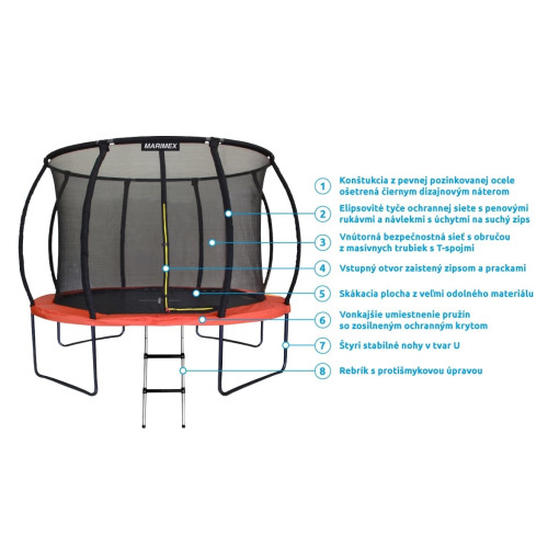 Trampolína Marimex Premium 396 cm + vnútorná ochranná sieť + schodíky ZADARMO Trampolína Marimex Premium 396 cm + vnútorná ochranná sieť + schodíky ZADARMO