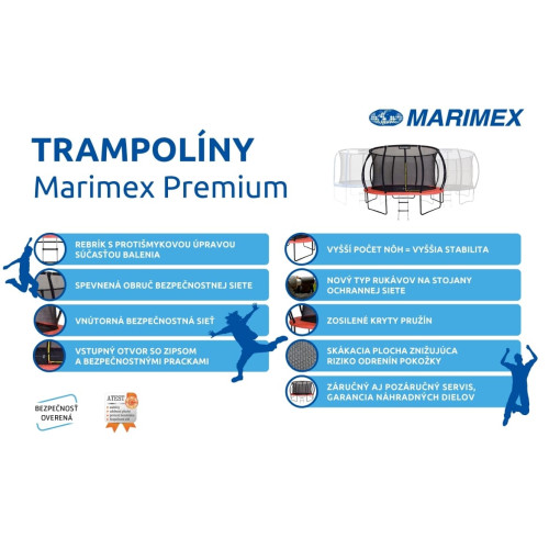 Trampolína Marimex Premium 396 cm + vnútorná ochranná sieť + schodíky ZADARMO Trampolína Marimex Premium 396 cm + vnútorná ochranná sieť + schodíky ZADARMO