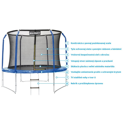 Marimex Trampolína Premium 305 cm + ochranná sieť + schodíky ZDARMA Marimex Trampolína Premium 305 cm + ochranná sieť + schodíky ZDARMA