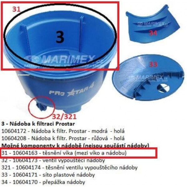 Tesnenie veka filtračnej nádoby Prostar - 20 Tesnenie veka filtračnej nádoby Prostar - 20