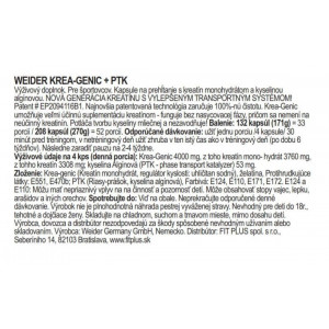 Weider Krea-Genic+PTK, 208 kapsúl 