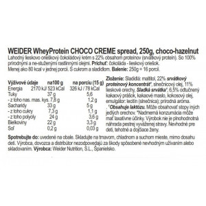 Weider Whey Proteínová nátierka, 250 g, choco-hazelnut 