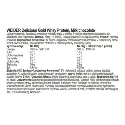 Weider Gold Whey Protein, 500 g chocolate 