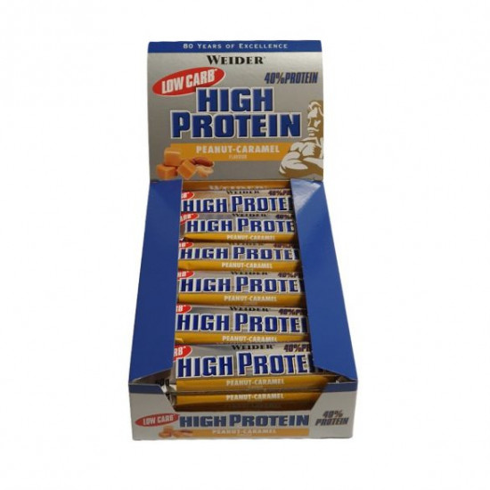Weider Low Carb High Protein 40% Bar, peanut caramel, 50g x 24 ks 