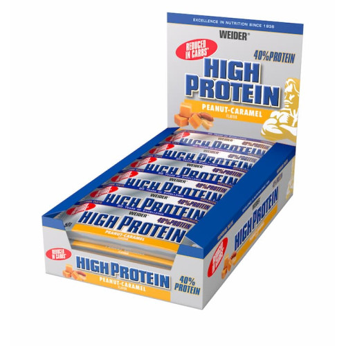 Weider Low Carb High Protein 40% Bar, peanut caramel, 50g x 24 ks 