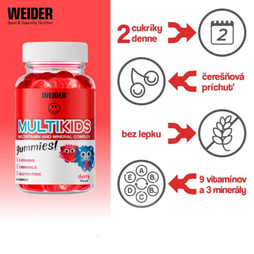 Weider MultiKids na posilnenie imunity pre deti, 50 gummies 