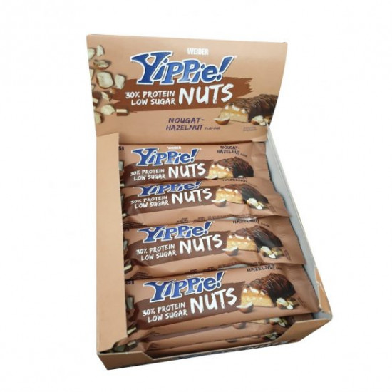 Weider Yippie NUTS Protein Bar, Nougat-Hazelnut, 45g x 12 ks 