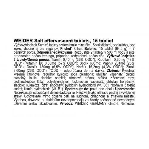 Weider Salt Effervescent citrus, 15 šumivých tabliet 