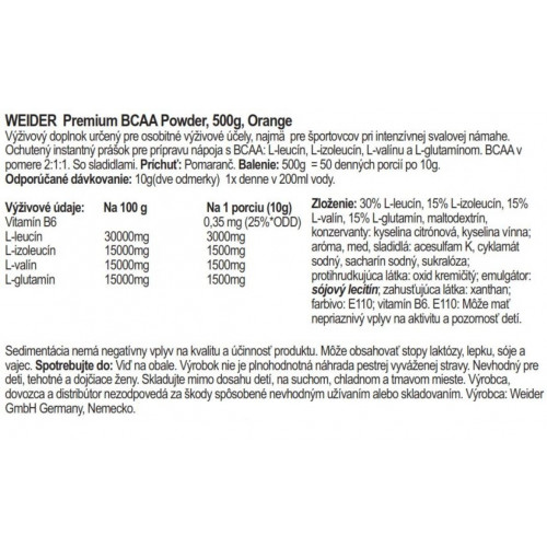 Weider Premium BCAA, 500 g, sunny orange sunny orange 