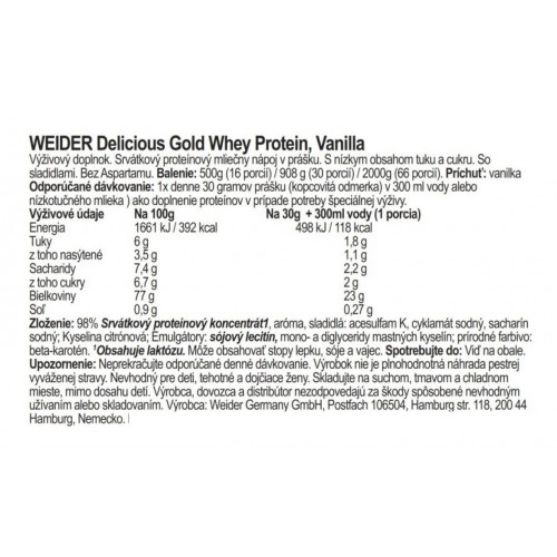 Weider Gold Whey Protein, 500 g vanilla 