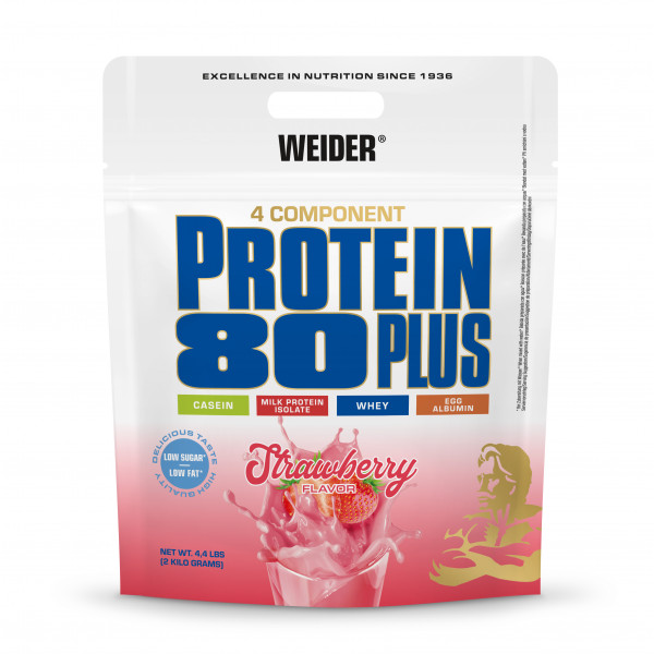Weider Proteínový nápoj v prášku 80 Plus, 2000g, strawberry Weider Proteínový nápoj v prášku 80 Plus, 2000g, strawberry