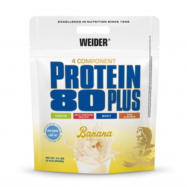 Weider Proteínový nápoj v prášku 80 Plus, 2000g, banana Weider Proteínový nápoj v prášku 80 Plus, 2000g, banana