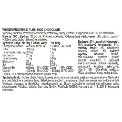 Weider Proteínový nápoj v prášku 80 Plus, 500g, chocolate chocolate 