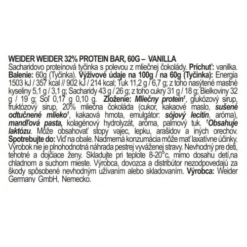 Weider 32% Proteínová tyčinka - cookies & cream, 60 g cookies & cream 