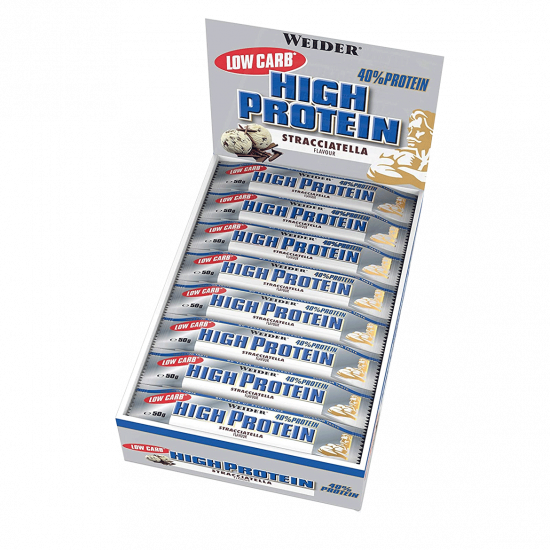 Weider Low Carb High Protein 40% Bar, Stracciatella, 50g x 24 ks 