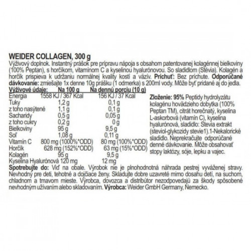 Weider Collagen - kolagén na kĺby, 2x300 g 