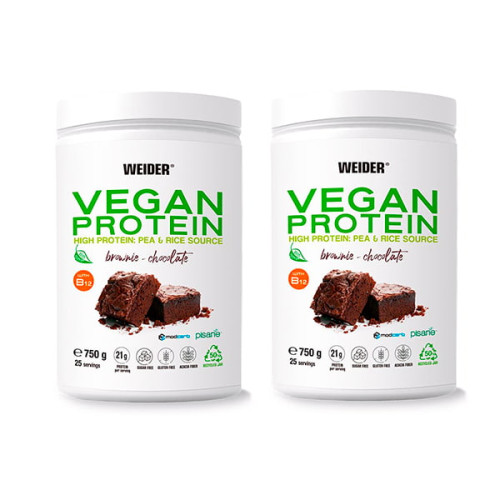 Weider Vegan Protein 750g, 2ks brownie chocolate+brownie chocolate 