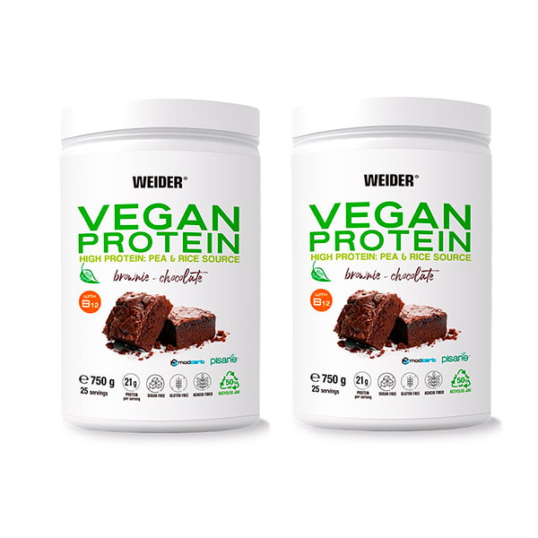Weider Vegan Protein 750g, 2ks brownie chocolate+brownie chocolate  Weider Vegan Protein 750g, 2ks brownie chocolate+brownie chocolate