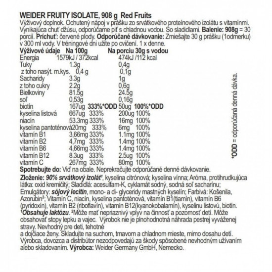 Weider Protein Fruity Isolate, 2x908 g red fruits 