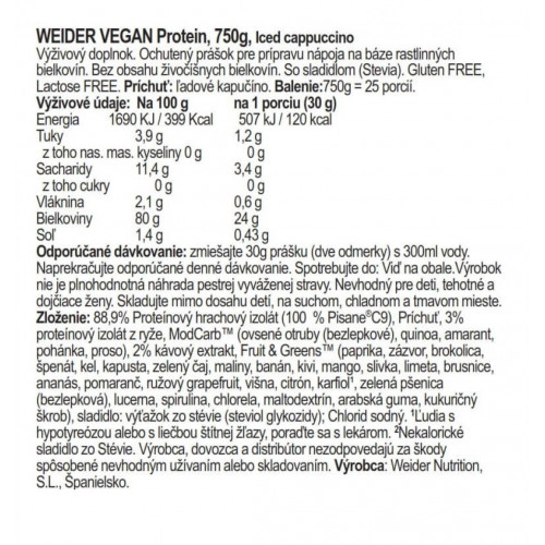 Weider Vegan Protein, 750 g Iced Cappuccino 