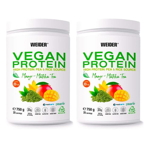 Weider Vegan Protein 750g, 2ks mango-matcha tea  Weider Vegan Protein 750g, 2ks mango-matcha tea