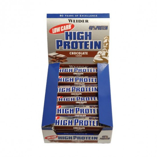 Weider Low Carb High Protein 40% Bar, chocolate, 50g x 24 ks 