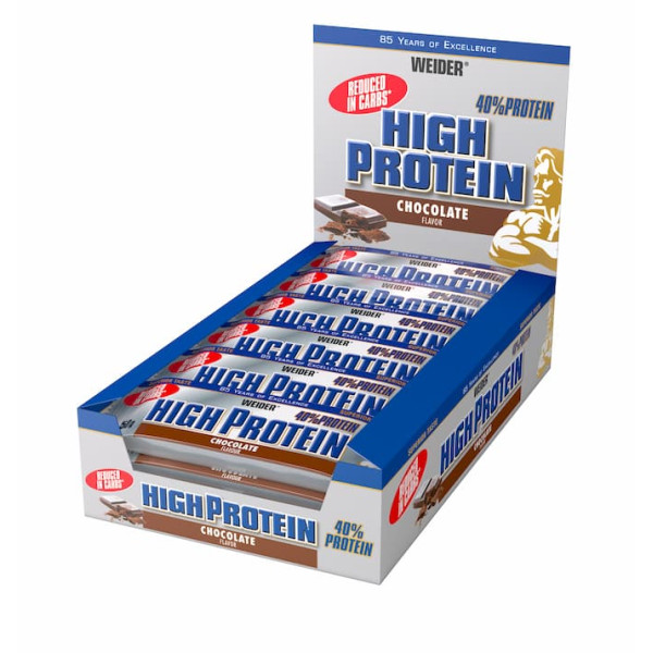 Weider Low Carb High Protein 40% Bar, chocolate, 50g x 24 ks  Weider Low Carb High Protein 40% Bar, chocolate, 50g x 24 ks