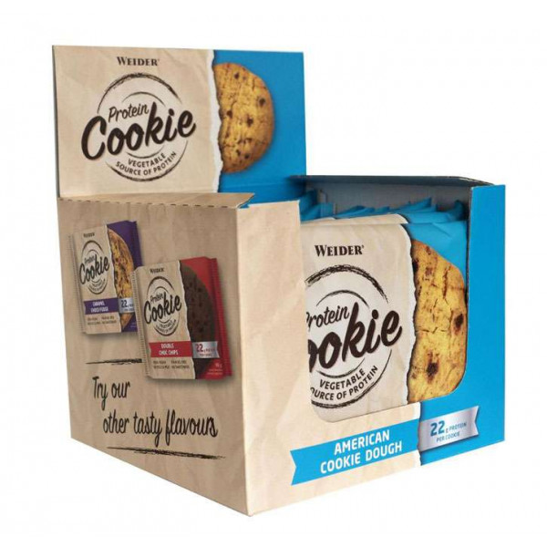 Weider Vegan Protein Cookie, American Cookie Dough, 90g x 12 ks  Weider Vegan Protein Cookie, American Cookie Dough, 90g x 12 ks