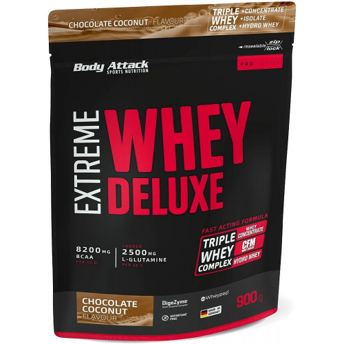 Body Attack Extreme Whey Deluxe, 900 g chocolate coconut coconut-dark chocolate Body Attack Extreme Whey Deluxe, 900 g chocolate coconut coconut-dark chocolate