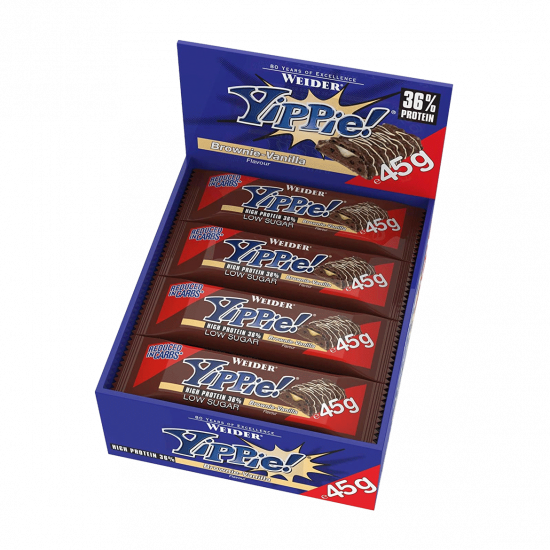 Weider Yippie Protein Bar, Brownie-Vanilla, 45g x 12 ks 