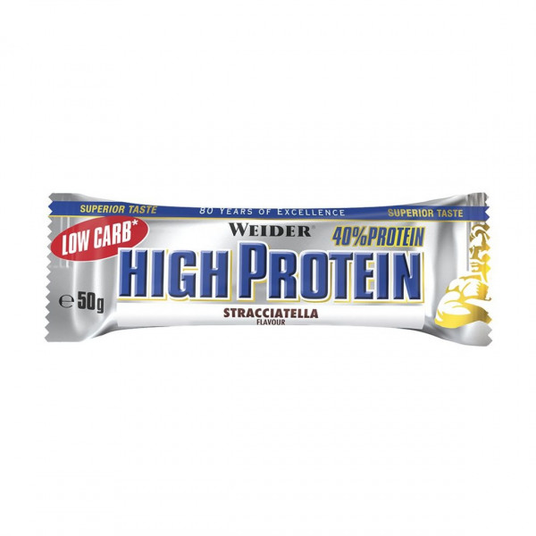 Weider Low Carb High Protein 40% Bar, 50g, straciatella