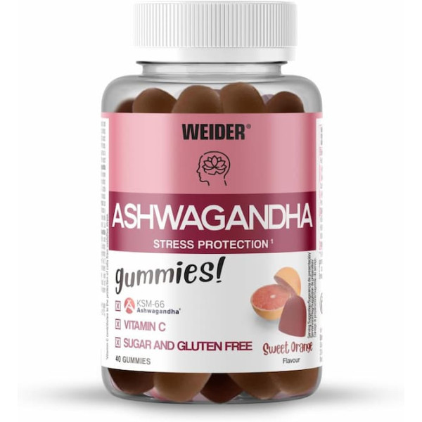 Weider Ashwagandha gumové cukríky, pomaranč 40 gummies  Weider Ashwagandha gumové cukríky, pomaranč 40 gummies