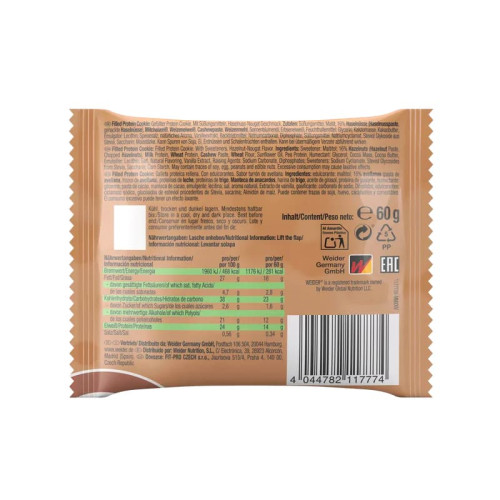 Weider Joe's filled protein cookie, 60 g hazelnut-nougat Weider Joe's filled protein cookie, 60 g hazelnut-nougat