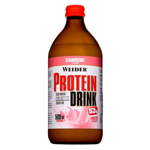 WEIDER Protein Drink 500 ml, 53 g bielkovín v skle jahoda WEIDER Protein Drink 500 ml, 53 g bielkovín v skle jahoda