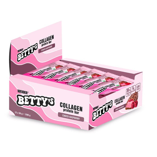 Weider Betty´s Collagen Protein Bar, 12 x 50g choco raspberry Weider Betty´s Collagen Protein Bar, 12 x 50g choco raspberry