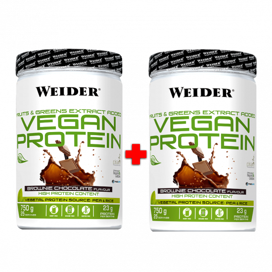 Weider Vegan Protein 750g, 2ks brownie chocolate+brownie chocolate 