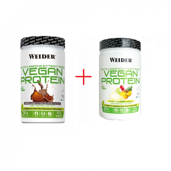 Weider Vegan Protein 750g, 2ks brownie chocolate+pina colada 