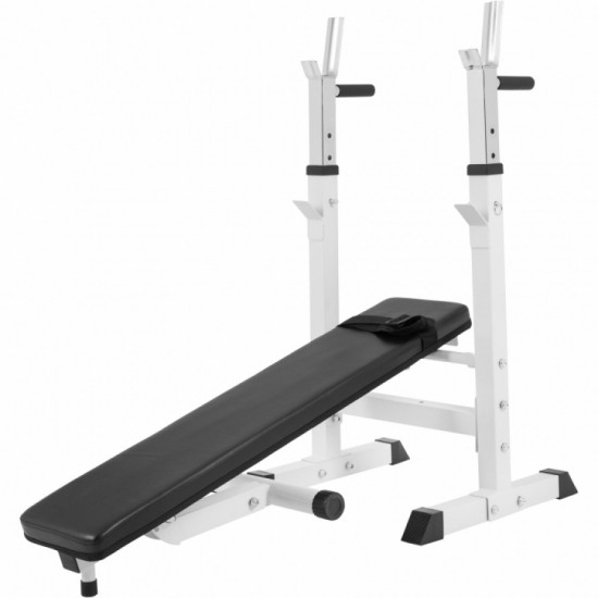 Gorilla Sports Multifunkčná polohovateľná lavička so stojanom + činkový set 100kg 30/ 31 mm biela Gorilla Sports Multifunkčná polohovateľná lavička so stojanom + činkový set 100kg 30/ 31 mm biela