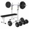 Gorilla Sports Multifunkčná polohovateľná lavička so stojanom + činkový set 100kg  30/ 31 mm 