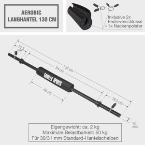 Gorilla Sports tyč pre Aerobic + ochrana vzpieracej tyče 130cm/ 30mm 