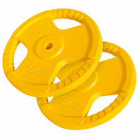 Gorilla Sports set liatinových pogumovaných kotúčov GRIP 30 KG(2x15kg)/ 31mm