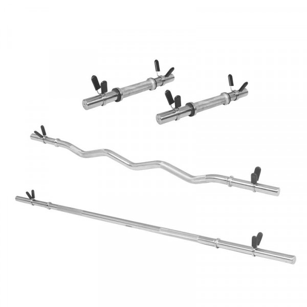 Gorilla Sports Dlhá Rovná tyč, EZ tyč a Pár Jednoručiek set (bez závitu) 30/31 mm Gorilla Sports Dlhá Rovná tyč, EZ tyč a Pár Jednoručiek set (bez závitu) 30/31 mm