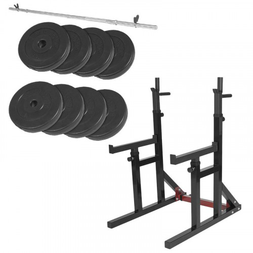 Gorilla Sports Multi Squat Rack s tyčou a závažím  