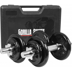 Gorilla Sports 20 KG jednoručný liatinový set + kufrík Gorilla Sports 20 KG jednoručný liatinový set + kufrík