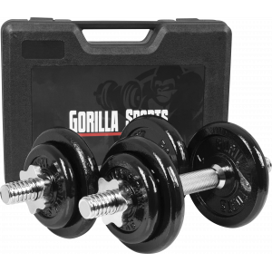 Gorilla Sports 20 KG jednoručný liatinový set + kufrík 