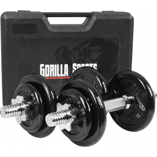 Gorilla Sports 20 KG jednoručný liatinový set + kufrík Gorilla Sports 20 KG jednoručný liatinový set + kufrík