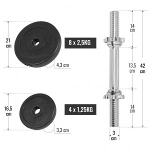 Gorilla Sports cementový jednoručný činkový nakladací set 2x15 kg 30/31 mm 